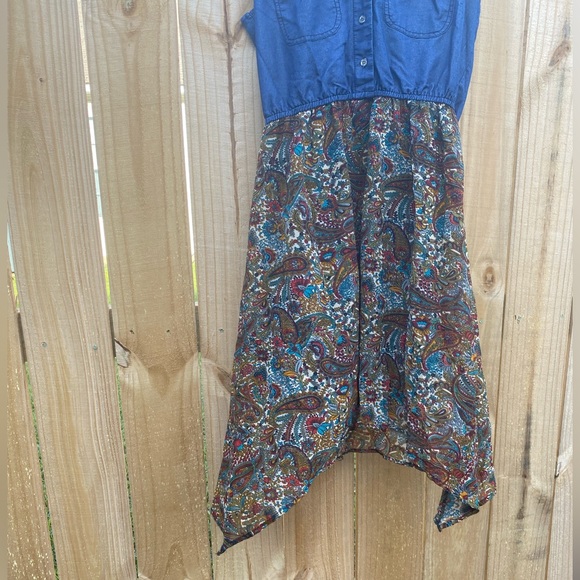 Y2K Faux Denim Mini Speed Control Paisley print Dress size M - Picture 2 of 6